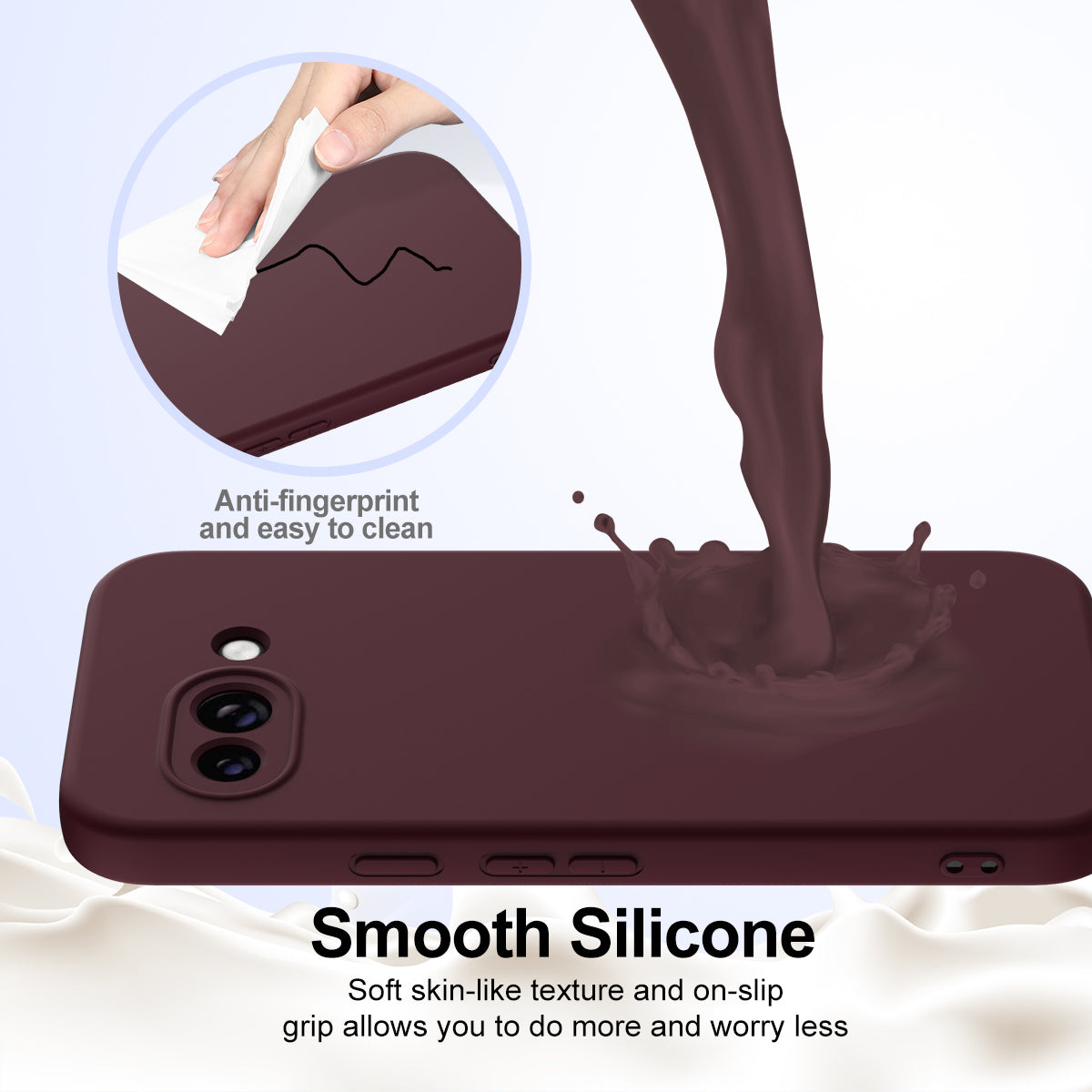 For Google Pixel 9a Case Compatible with MagSafe Anti-Drop Liquid Silicone Phone Cover - Wine Red