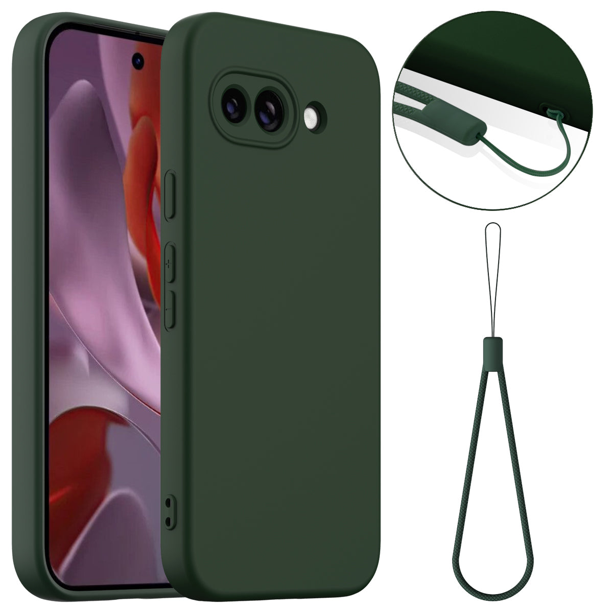 For Google Pixel 9a Case Compatible with MagSafe Anti-Drop Liquid Silicone Phone Cover - Dark Green