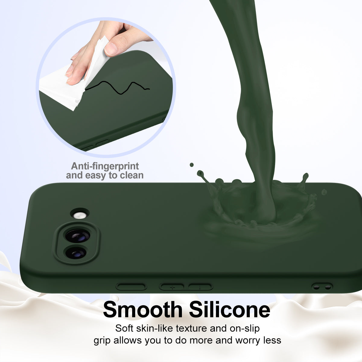 For Google Pixel 9a Case Compatible with MagSafe Anti-Drop Liquid Silicone Phone Cover - Dark Green