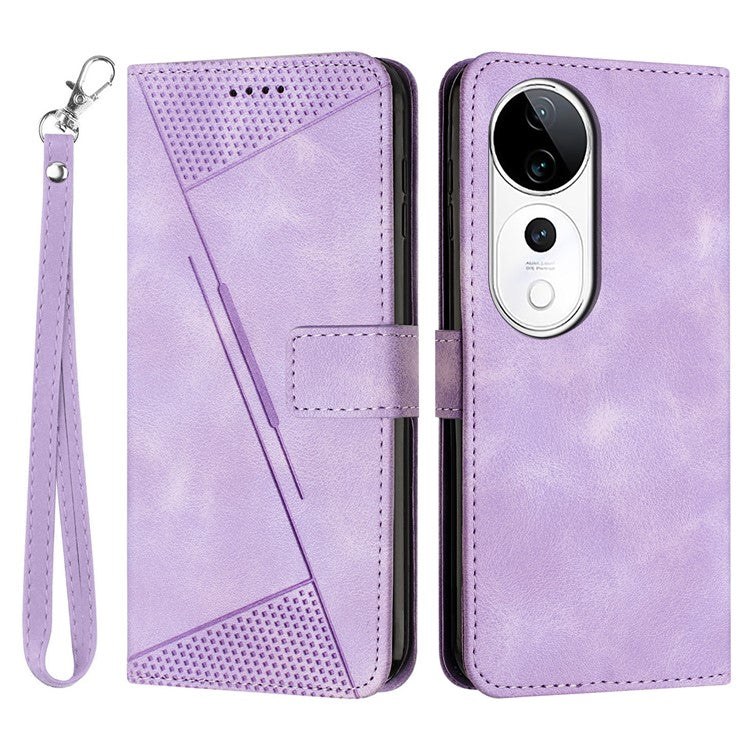 Wallet Phone Case for vivo T3 Ultra 5G / V40 5G / V40 Pro 5G / S19 Pro 5G  Imprinted Triangle Leather Phone Cover - Purple