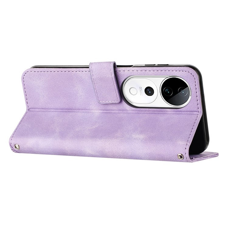 Wallet Phone Case for vivo T3 Ultra 5G / V40 5G / V40 Pro 5G / S19 Pro 5G  Imprinted Triangle Leather Phone Cover - Purple