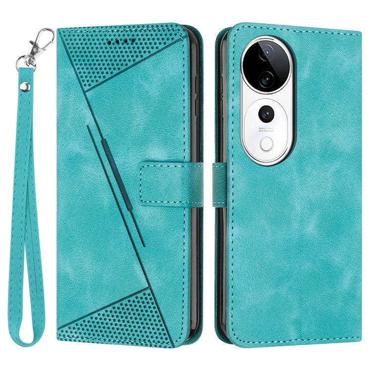 Wallet Phone Case for vivo T3 Ultra 5G / V40 5G / V40 Pro 5G / S19 Pro 5G  Imprinted Triangle Leather Phone Cover - Green