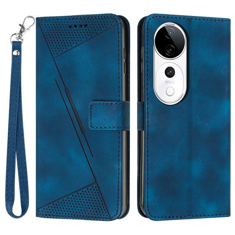 Wallet Phone Case for vivo T3 Ultra 5G / V40 5G / V40 Pro 5G / S19 Pro 5G  Imprinted Triangle Leather Phone Cover - Sapphire