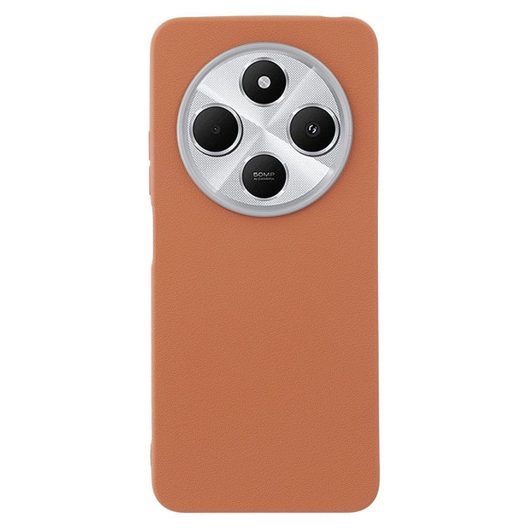 For Xiaomi Redmi 14C 4G / 14R 5G / Poco C75 4G Case Leather Textured TPU Shockproof Phone Cover - Brown