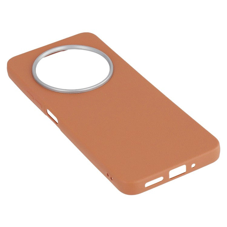 For Xiaomi Redmi 14C 4G / 14R 5G / Poco C75 4G Case Leather Textured TPU Shockproof Phone Cover - Brown