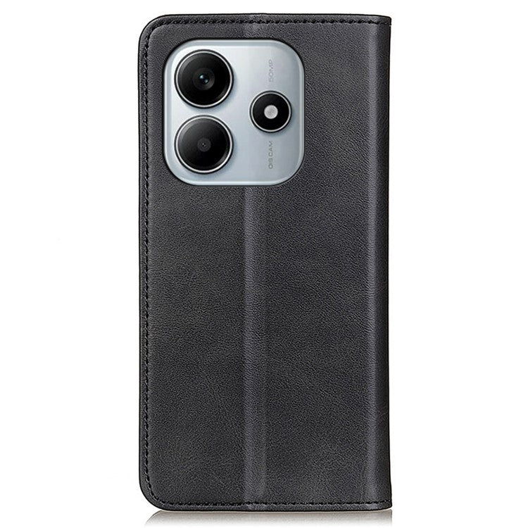 Split Leather Case for Xiaomi Redmi Note 14 5G Flip Wallet Phone Cover - Black