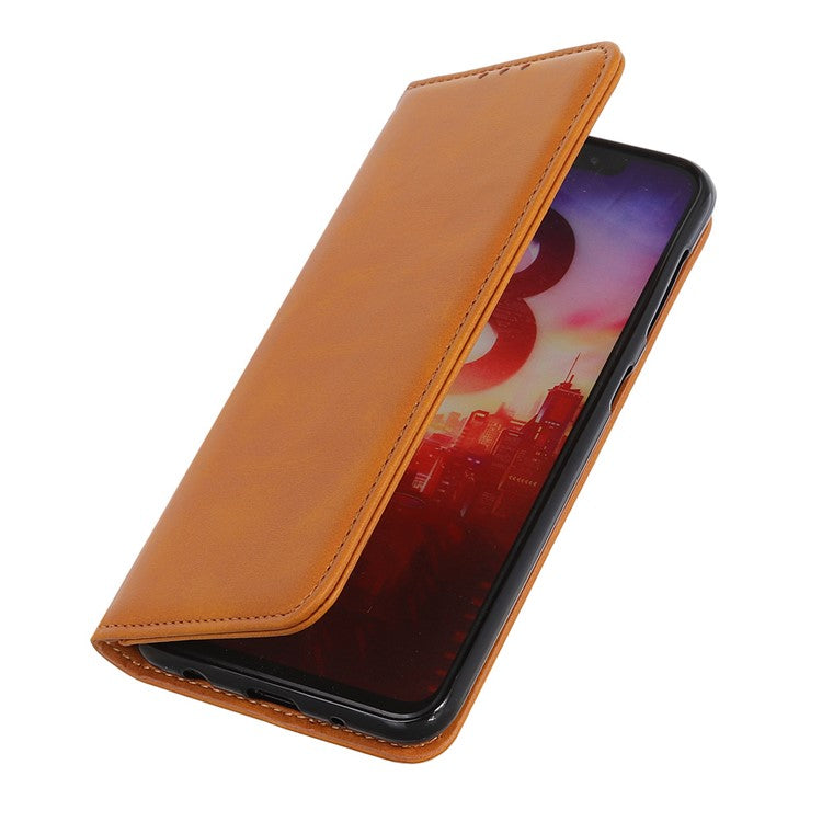 Split Leather Case for Xiaomi Redmi Note 14 5G Flip Wallet Phone Cover - Brown