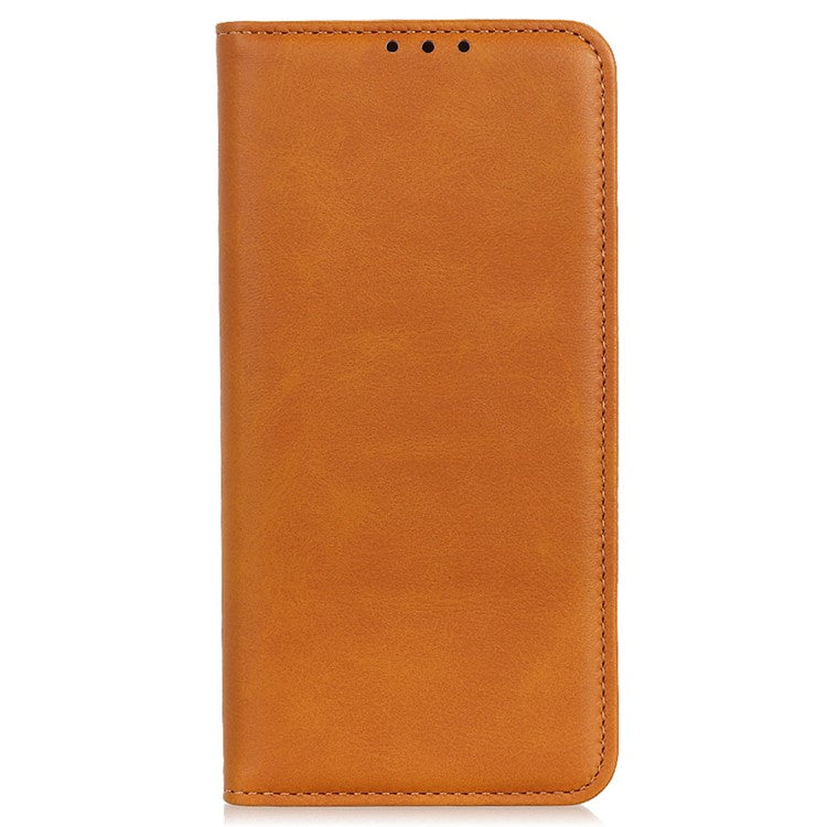 Split Leather Case for Xiaomi Redmi Note 14 5G Flip Wallet Phone Cover - Brown