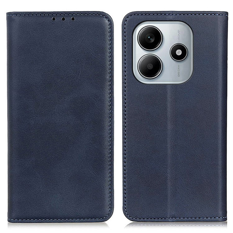 Split Leather Case for Xiaomi Redmi Note 14 5G Flip Wallet Phone Cover - Blue