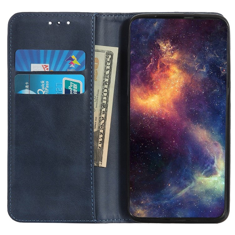 Split Leather Case for Xiaomi Redmi Note 14 5G Flip Wallet Phone Cover - Blue