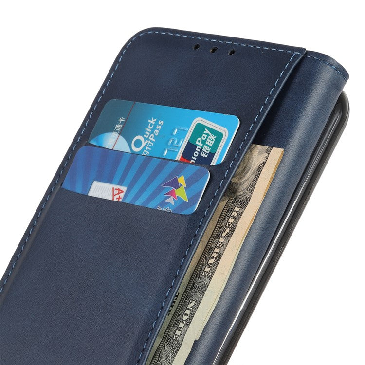 Split Leather Case for Xiaomi Redmi Note 14 5G Flip Wallet Phone Cover - Blue