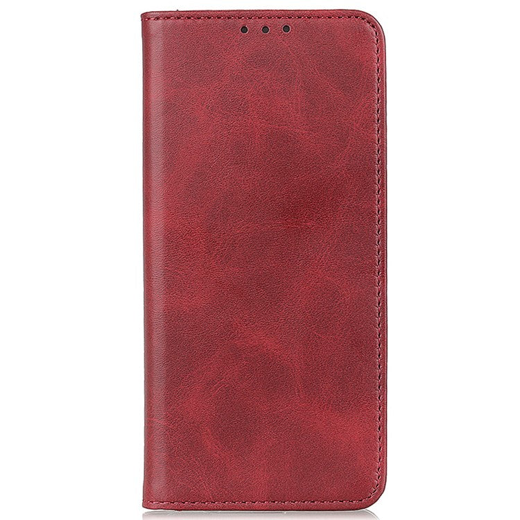 Split Leather Case for Xiaomi Redmi Note 14 5G Flip Wallet Phone Cover - Red