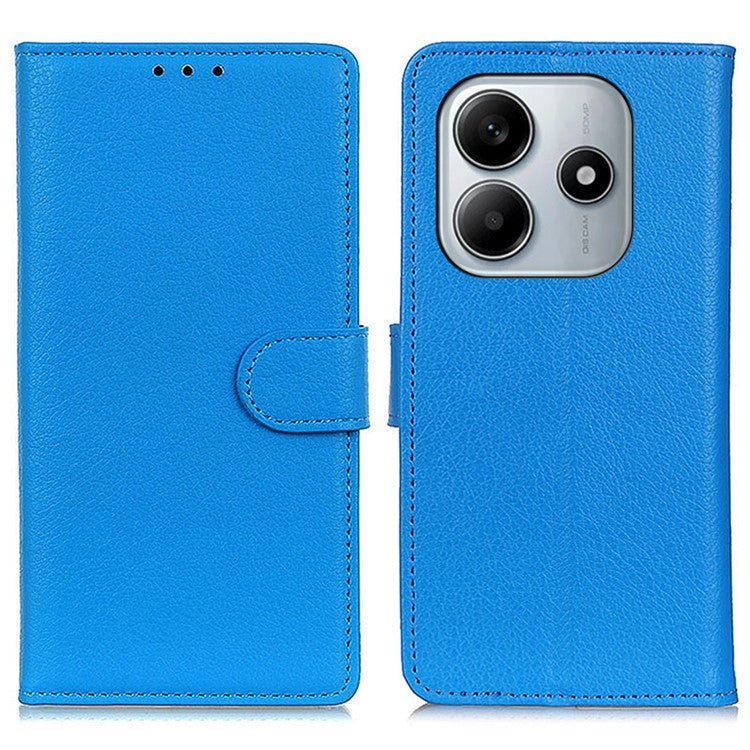 Wallet Case for Xiaomi Redmi Note 14 5G PU Leather Phone Cover Litchi Texture - Blue