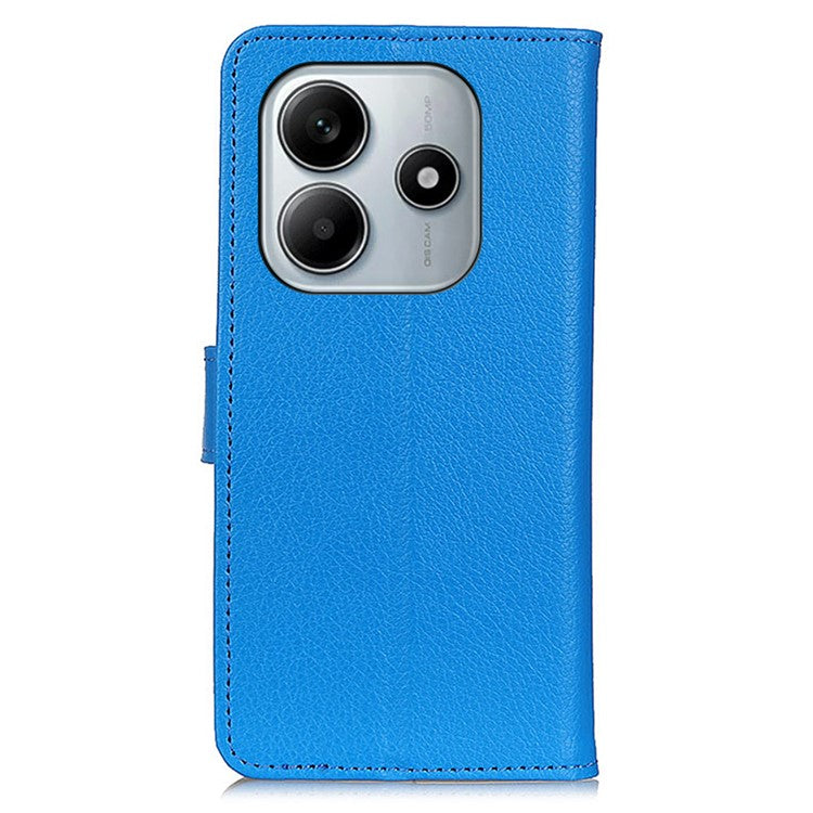 Wallet Case for Xiaomi Redmi Note 14 5G PU Leather Phone Cover Litchi Texture - Blue