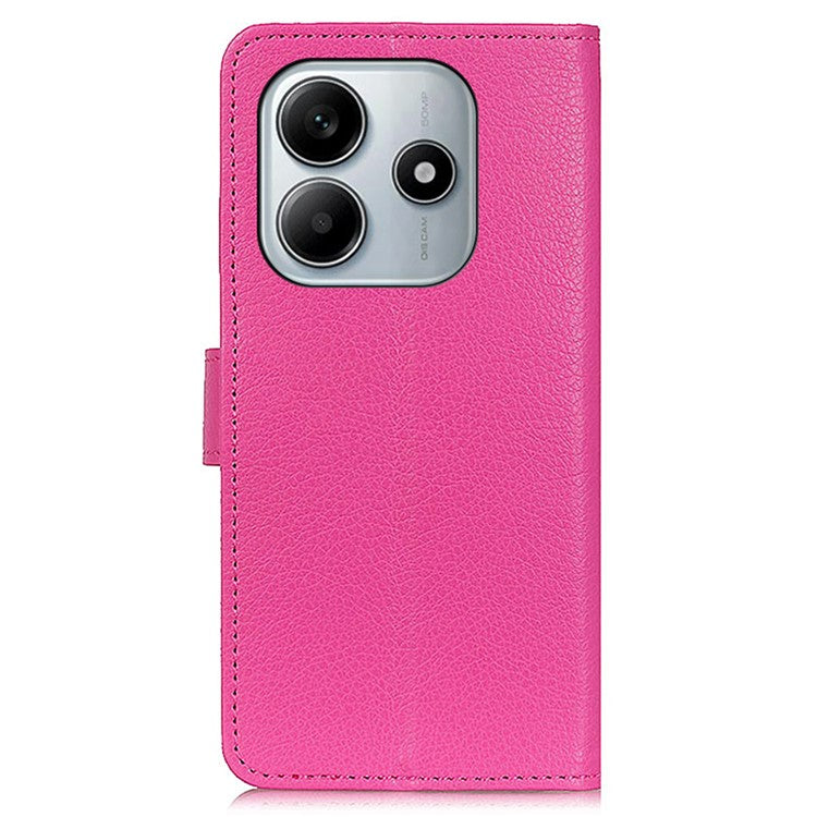 Wallet Case for Xiaomi Redmi Note 14 5G PU Leather Phone Cover Litchi Texture - Rose