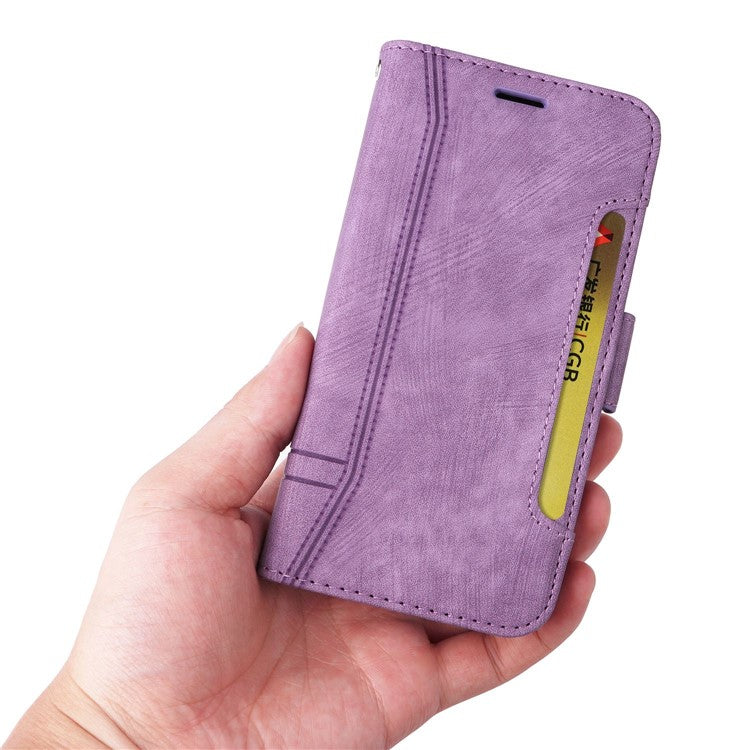 BETOPNICE 001 Phone Cover For vivo Y75 4G / V23e 4G / V23e 5G, Imprinted Stitching Line PU Leather Anti-scratch Phone Case Stand Wallet with Strap - Purple