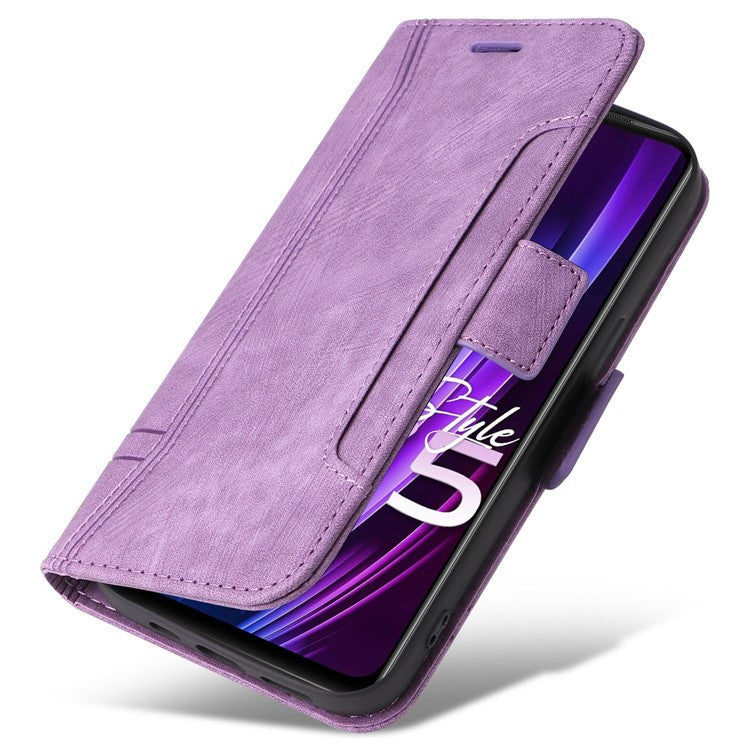 BETOPNICE 001 Phone Cover For vivo Y75 4G / V23e 4G / V23e 5G, Imprinted Stitching Line PU Leather Anti-scratch Phone Case Stand Wallet with Strap - Purple