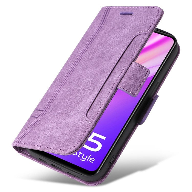 BETOPNICE 001 For vivo Y35 4G (2022) / Y22 4G / Y22s 4G Imprinted Stitching Line PU Leather Case Phone Stand Wallet Cover with Strap - Purple