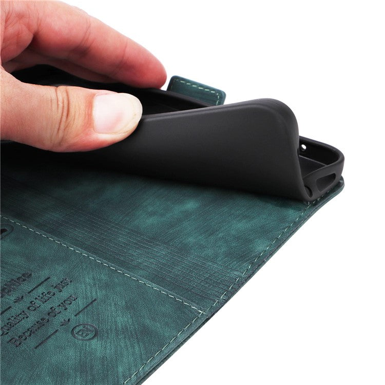 BETOPNICE 001 For vivo V25 5G / V25e 4G Imprinted Stitching Line Stand Wallet Case PU Leather Magnetic Clasp Cover with Strap - Green