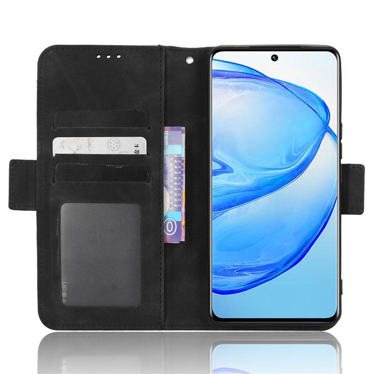 Phone Wallet Case For vivo V25 Pro 5G / S15 Pro 5G, Multiple Card Slots Phone Cover Stand Dual Magnetic Clasp PU Leather Phone Shell - Black