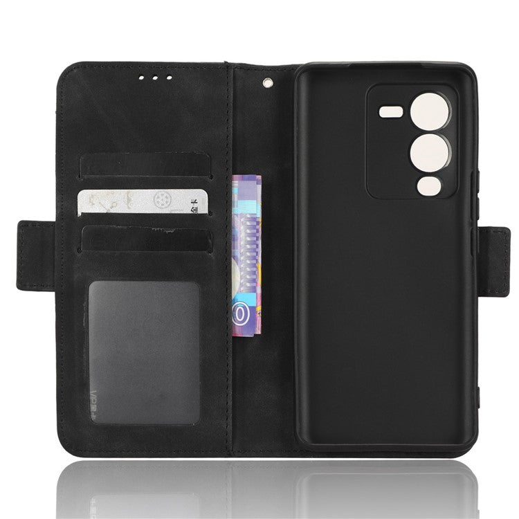 Phone Wallet Case For vivo V25 Pro 5G / S15 Pro 5G, Multiple Card Slots Phone Cover Stand Dual Magnetic Clasp PU Leather Phone Shell - Black