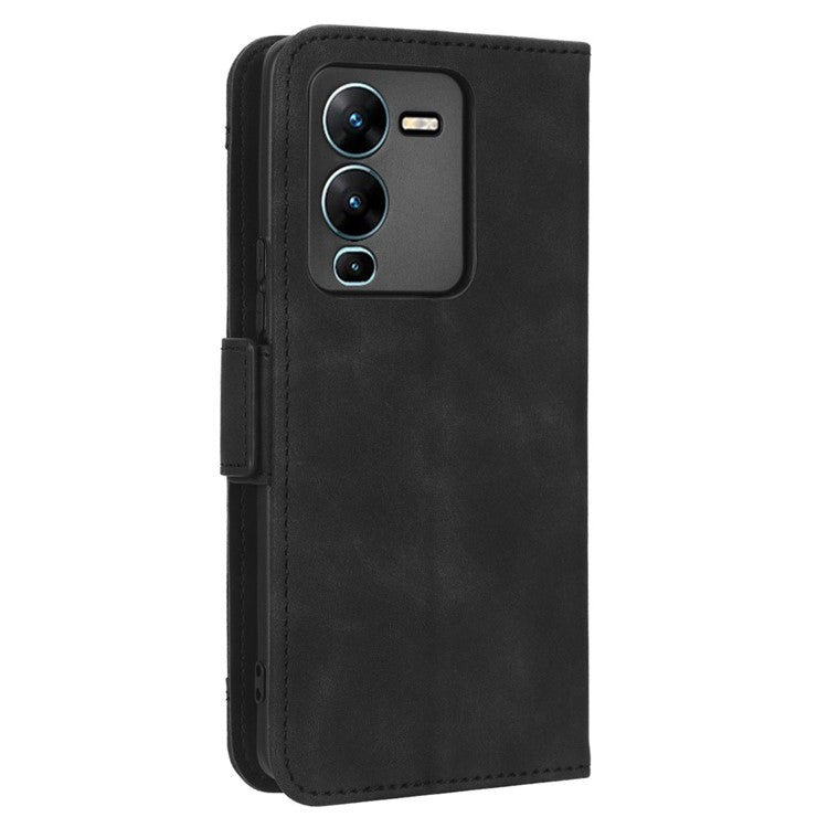 Phone Wallet Case For vivo V25 Pro 5G / S15 Pro 5G, Multiple Card Slots Phone Cover Stand Dual Magnetic Clasp PU Leather Phone Shell - Black