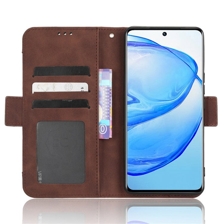 Phone Wallet Case For vivo V25 Pro 5G / S15 Pro 5G, Multiple Card Slots Phone Cover Stand Dual Magnetic Clasp PU Leather Phone Shell - Brown