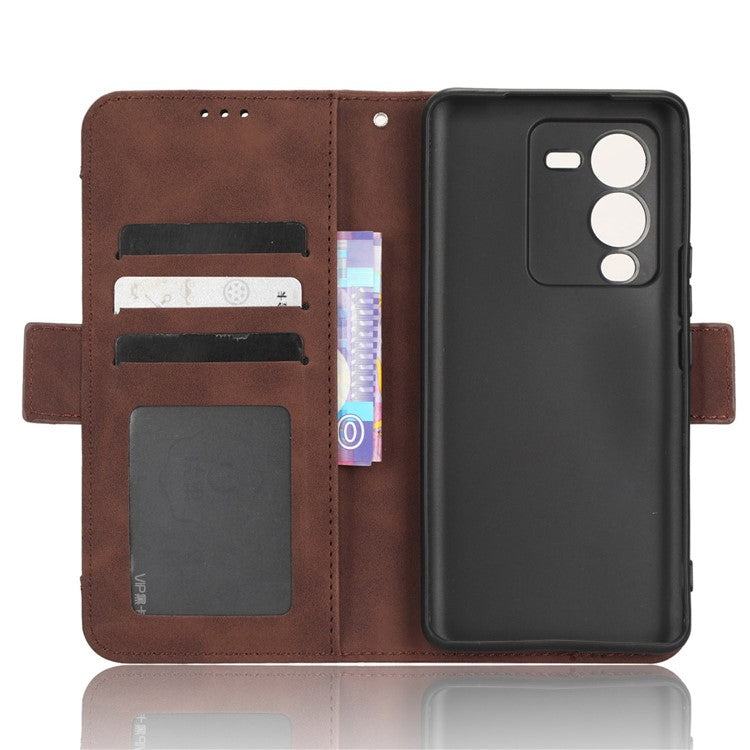 Phone Wallet Case For vivo V25 Pro 5G / S15 Pro 5G, Multiple Card Slots Phone Cover Stand Dual Magnetic Clasp PU Leather Phone Shell - Brown