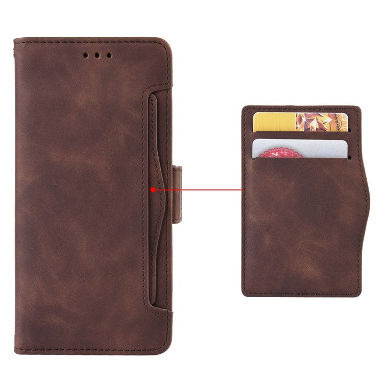 Phone Wallet Case For vivo V25 Pro 5G / S15 Pro 5G, Multiple Card Slots Phone Cover Stand Dual Magnetic Clasp PU Leather Phone Shell - Brown