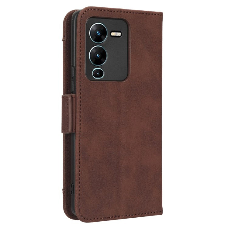 Phone Wallet Case For vivo V25 Pro 5G / S15 Pro 5G, Multiple Card Slots Phone Cover Stand Dual Magnetic Clasp PU Leather Phone Shell - Brown