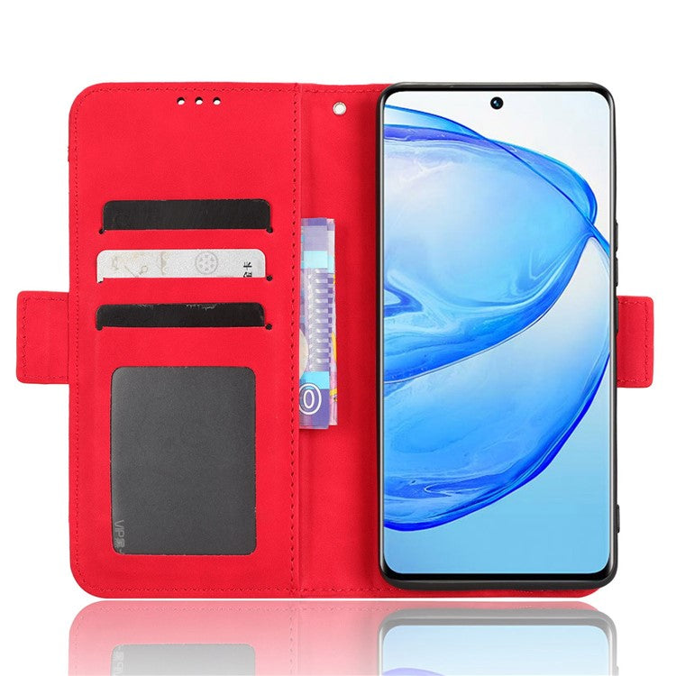 Phone Wallet Case For vivo V25 Pro 5G / S15 Pro 5G, Multiple Card Slots Phone Cover Stand Dual Magnetic Clasp PU Leather Phone Shell - Red