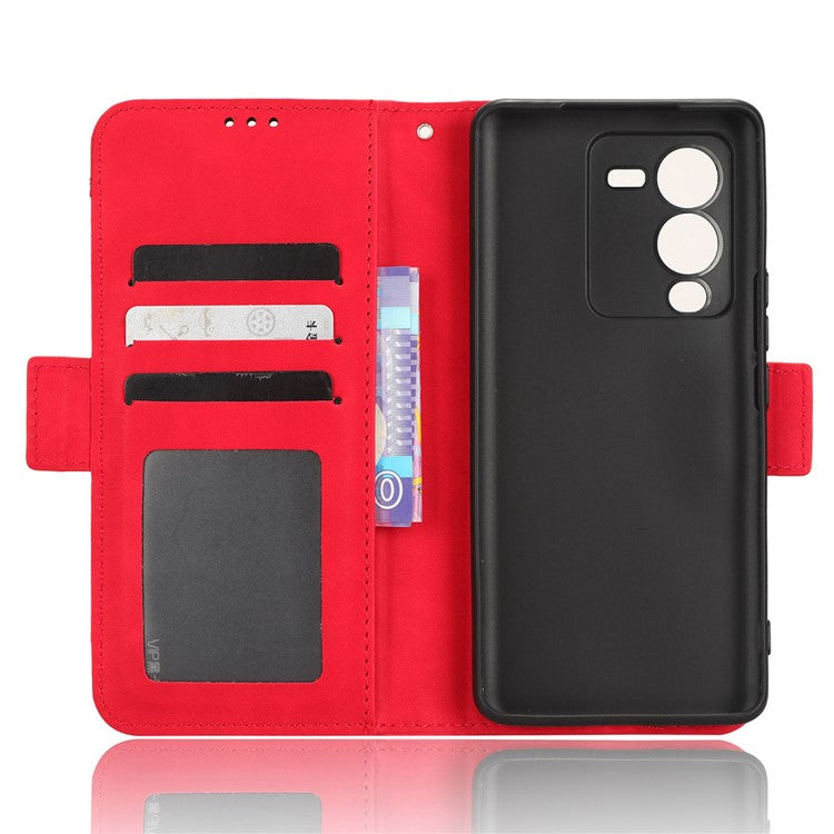 Phone Wallet Case For vivo V25 Pro 5G / S15 Pro 5G, Multiple Card Slots Phone Cover Stand Dual Magnetic Clasp PU Leather Phone Shell - Red