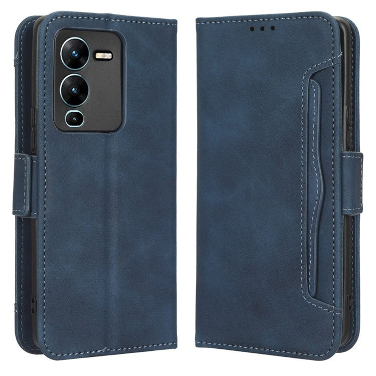 Phone Wallet Case For vivo V25 Pro 5G / S15 Pro 5G, Multiple Card Slots Phone Cover Stand Dual Magnetic Clasp PU Leather Phone Shell - Blue