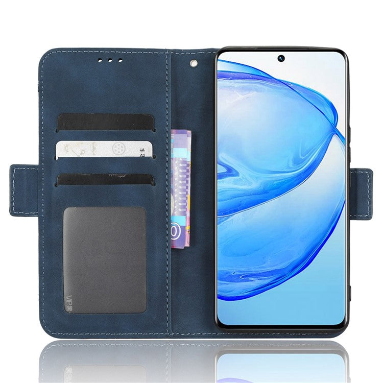 Phone Wallet Case For vivo V25 Pro 5G / S15 Pro 5G, Multiple Card Slots Phone Cover Stand Dual Magnetic Clasp PU Leather Phone Shell - Blue