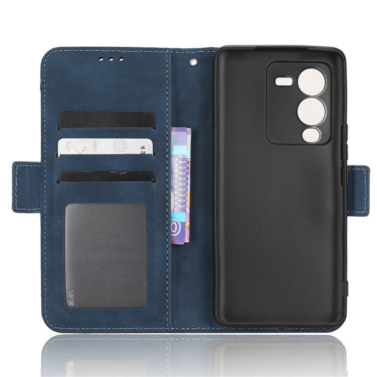 Phone Wallet Case For vivo V25 Pro 5G / S15 Pro 5G, Multiple Card Slots Phone Cover Stand Dual Magnetic Clasp PU Leather Phone Shell - Blue