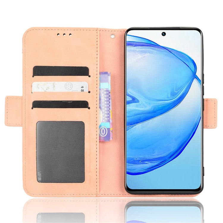 Phone Wallet Case For vivo V25 Pro 5G / S15 Pro 5G, Multiple Card Slots Phone Cover Stand Dual Magnetic Clasp PU Leather Phone Shell - Pink