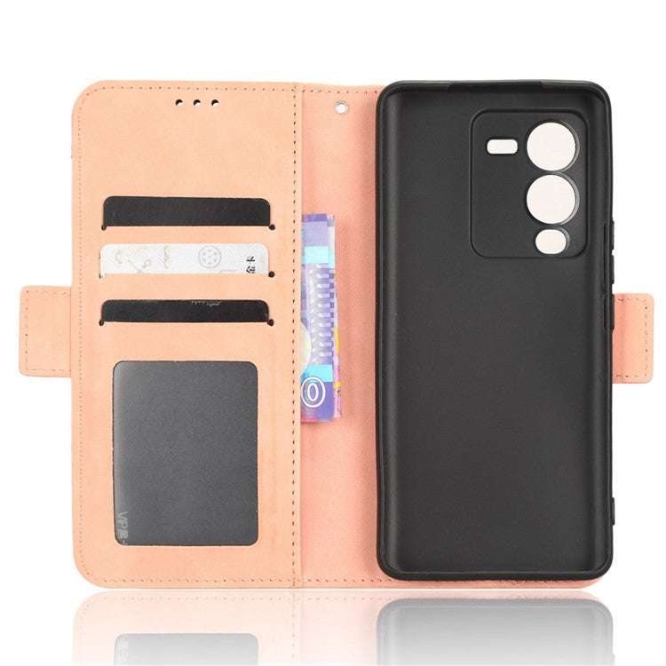 Phone Wallet Case For vivo V25 Pro 5G / S15 Pro 5G, Multiple Card Slots Phone Cover Stand Dual Magnetic Clasp PU Leather Phone Shell - Pink