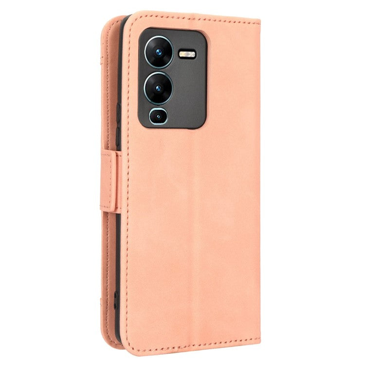 Phone Wallet Case For vivo V25 Pro 5G / S15 Pro 5G, Multiple Card Slots Phone Cover Stand Dual Magnetic Clasp PU Leather Phone Shell - Pink