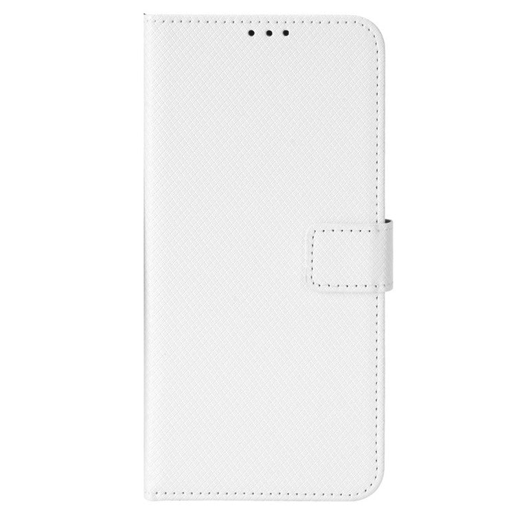 For vivo V25 Pro 5G / S15 Pro 5G Diamond Texture Full Protection PU Leather Cell Phone Case Wallet Stand Shockproof Phone Cover - White