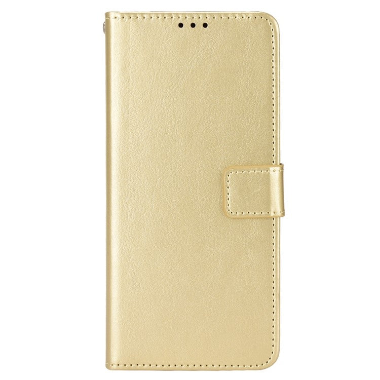 For vivo V25 Pro 5G / S15 Pro 5G Anti-fall Phone Case Stand Crazy Horse Texture Magnetic Clasp PU Leather Scratch-resistant Phone Wallet Cover - Gold