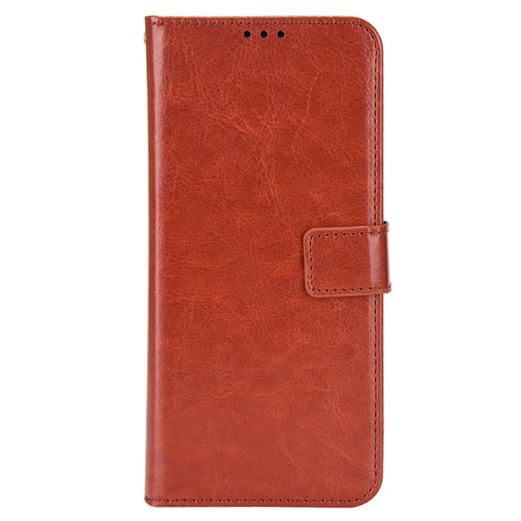 For vivo V25 Pro 5G / S15 Pro 5G Anti-fall Phone Case Stand Crazy Horse Texture Magnetic Clasp PU Leather Scratch-resistant Phone Wallet Cover - Brown