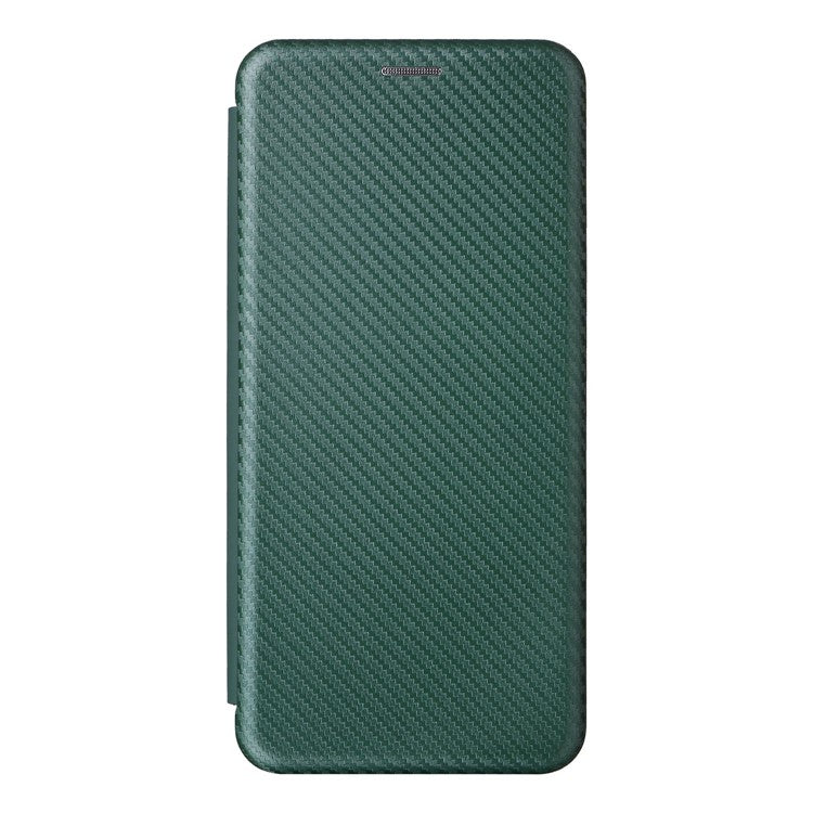 For vivo Y22s 4G / Y35 4G (2022) Magnetic Auto-absorbed Carbon Fiber Texture PU Leather Phone Case Card Slot Design Drop-proof Stand Cover - Green