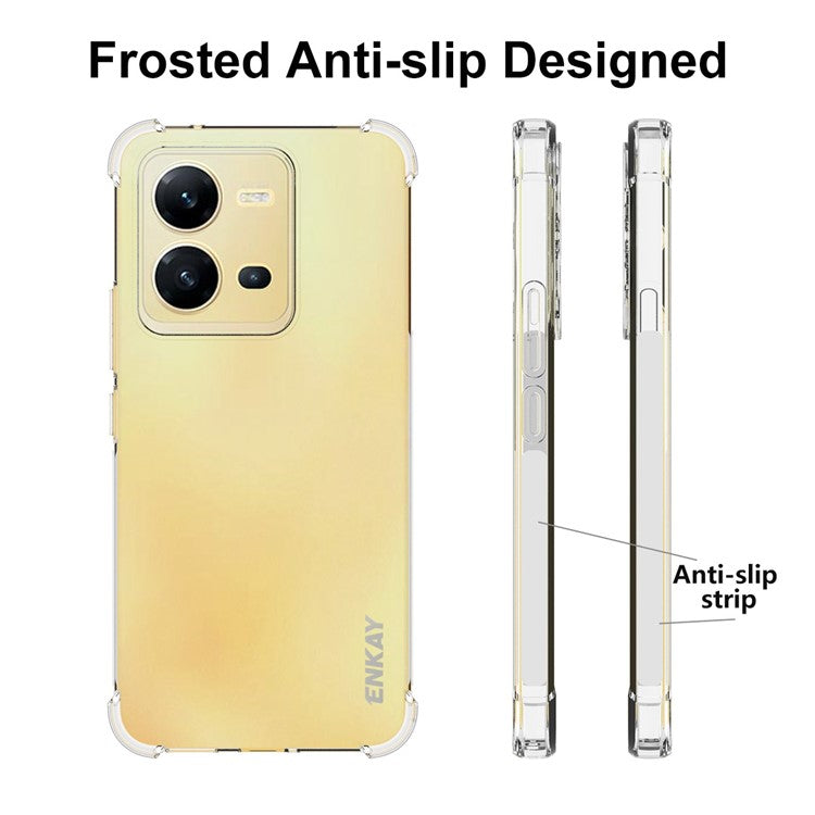 ENKAY HAT PRINCE For vivo V25 5G Anti-slip Strip Edge Phone Case Crystal Clear Anti-fall Soft TPU Cover