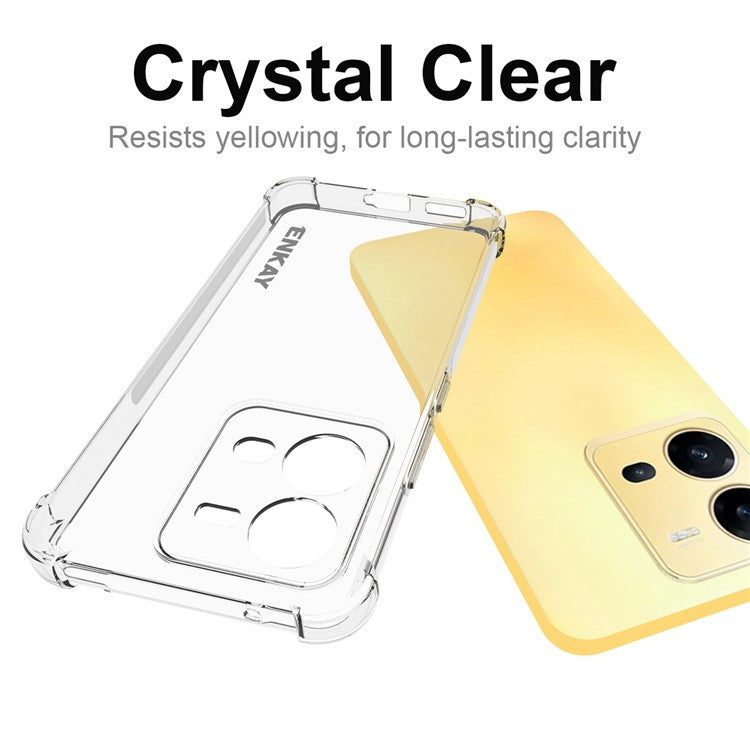 ENKAY HAT PRINCE For vivo V25 5G Anti-slip Strip Edge Phone Case Crystal Clear Anti-fall Soft TPU Cover