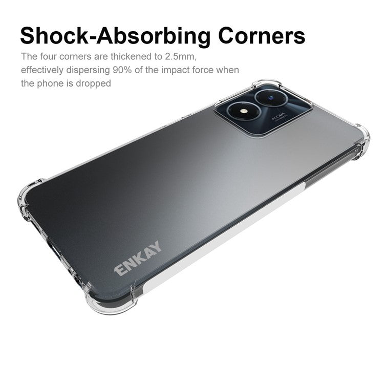 ENKAY HAT PRINCE For vivo Y02s 4G Non-Yellowing Phone Case Thickened Corners Anti-slip Strip Edge TPU Drop-proof Cover