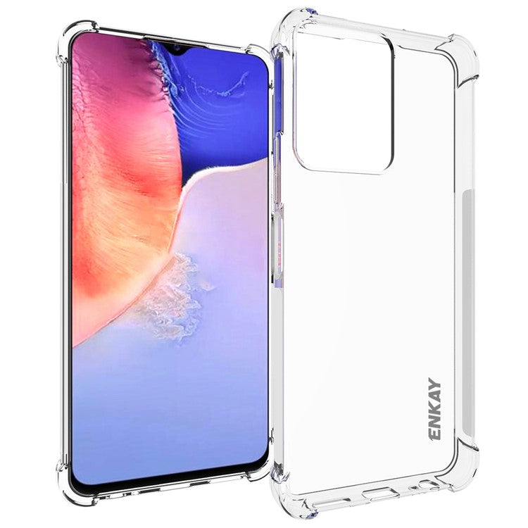 ENKAY HAT PRINCE For vivo Y16 4G Transparent Anti-drop Phone Case Thickened Corners Anti-slip Strip Edge TPU Back Cover