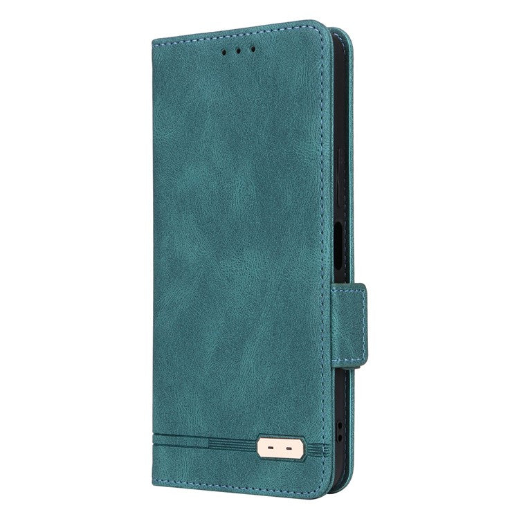 For vivo Y22s 4G / Y35 4G (2022) PU Leather Wallet Cover Stand Feature Hardware Decor Magnetic Closure Flip Phone Case - Blue