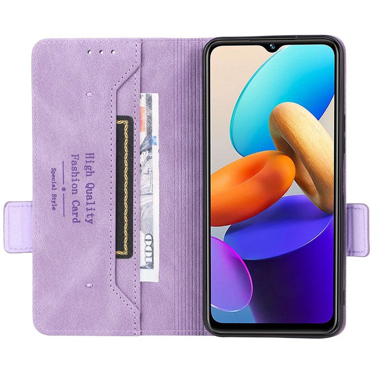 For vivo Y22s 4G / Y35 4G (2022) PU Leather Wallet Cover Stand Feature Hardware Decor Magnetic Closure Flip Phone Case - Purple