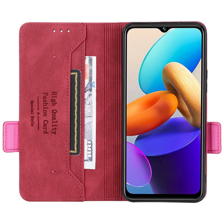 For vivo Y22s 4G / Y35 4G (2022) PU Leather Wallet Cover Stand Feature Hardware Decor Magnetic Closure Flip Phone Case - Rose