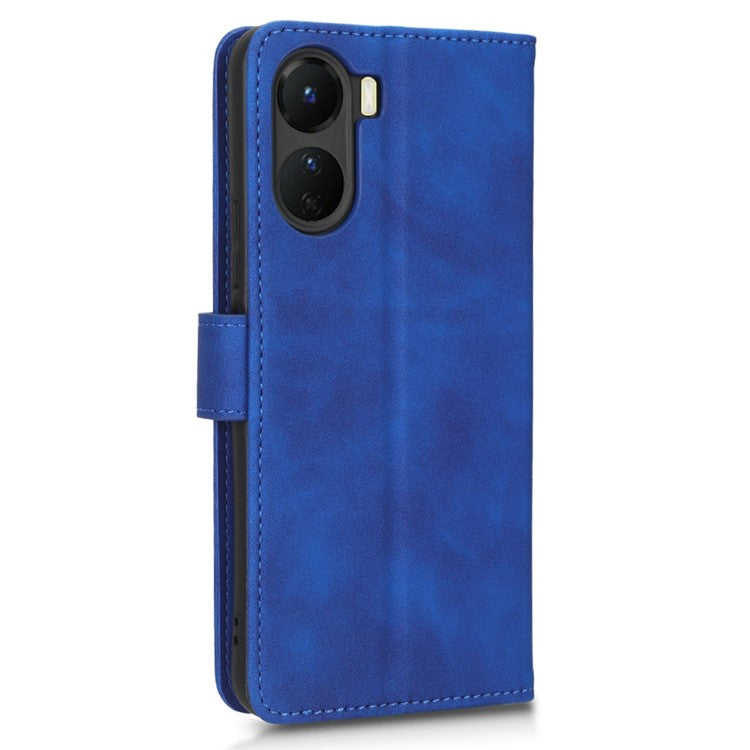 For vivo Y16 4G PU Leather Wallet Phone Case Stand Feature Magnetic Closure Flip Cover - Blue